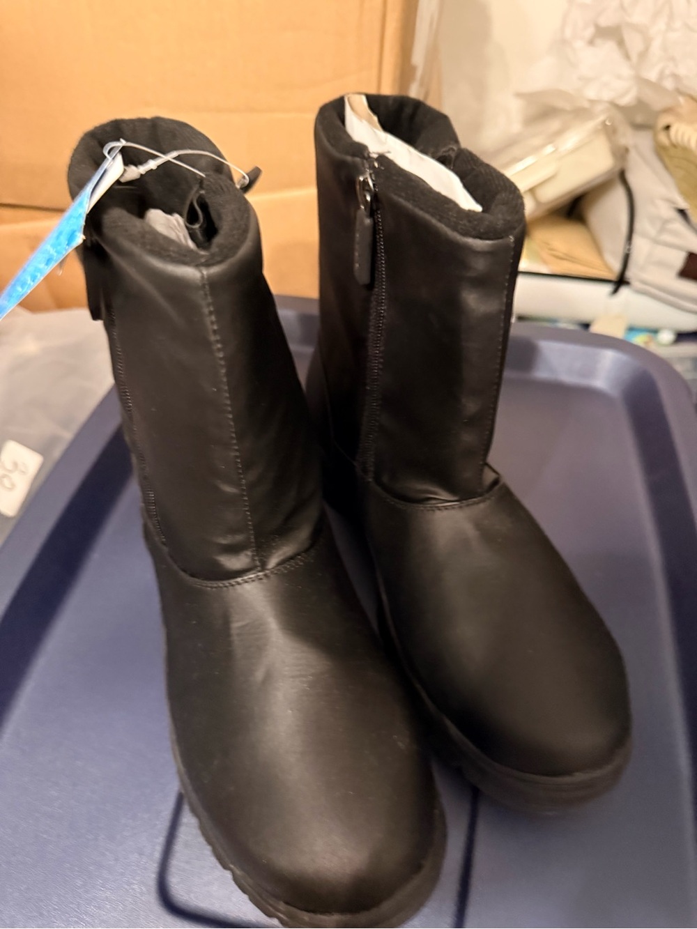 Tundra Black Mid-Calf Zip Winter Boots